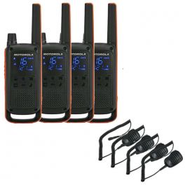 Pack de 4 Motorola Talkabout T82 + Micros haut-parleurs déportés